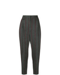 Pantaloni stretti in fondo a righe verticali grigio scuro