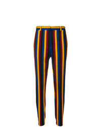 Pantaloni stretti in fondo a righe verticali multicolori