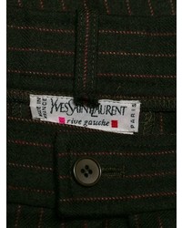 Pantaloni stretti in fondo a righe verticali verde oliva di Yves Saint Laurent Vintage
