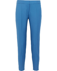 Pantaloni stretti in fondo di lana blu
