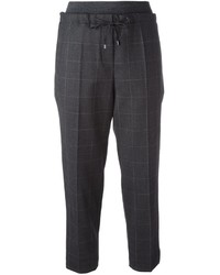 Pantaloni stretti in fondo di lana grigio scuro di Brunello Cucinelli
