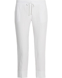 Pantaloni stretti in fondo di lino bianchi