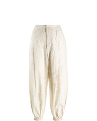 Pantaloni stretti in fondo di lino effetto tie-dye beige di Uma Wang