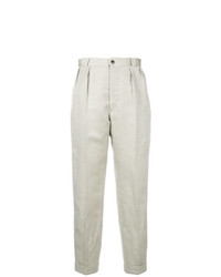 Pantaloni stretti in fondo di lino grigi di Maison Margiela
