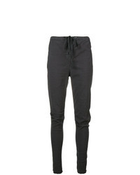 Pantaloni stretti in fondo di lino grigio scuro