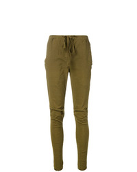 Pantaloni stretti in fondo di lino verde oliva di Kristensen Du Nord
