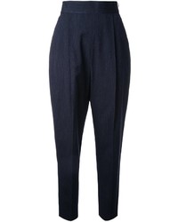 Pantaloni stretti in fondo di seta a pieghe blu scuro di Enfold