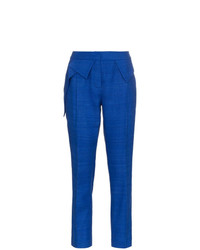 Pantaloni stretti in fondo di seta blu di Ronald Van Der Kemp