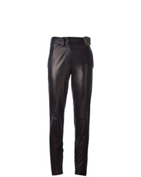 Pantaloni stretti in fondo in pelle neri di Yves Saint Laurent Vintage