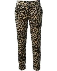 Pantaloni stretti in fondo leopardati marroni di Etro