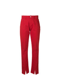 Pantaloni stretti in fondo rossi di MSGM