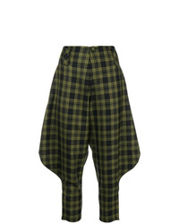 Pantaloni stretti in fondo scozzesi verde oliva di Ultràchic