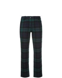 Pantaloni stretti in fondo scozzesi verde scuro di Michael Kors Collection