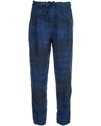 Pantaloni stretti in fondo stampati blu scuro