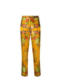Pantaloni stretti in fondo stampati gialli
