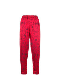 Pantaloni stretti in fondo stampati rossi