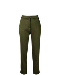 Pantaloni stretti in fondo stampati verde oliva