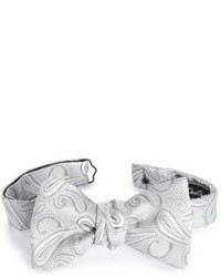 Papillon di seta con stampa cachemire argento