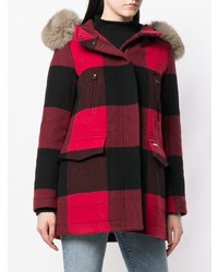 Parka scozzese rosso di Woolrich