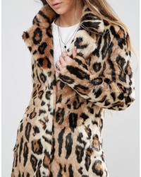 Pelliccia leopardata marrone chiaro di Glamorous