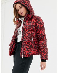 Piumino leopardato rosso di New Look