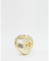 Pochette con paillettes decorata beige di Love Moschino