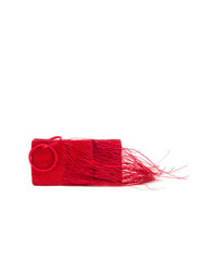 Pochette di paglia tessuta rossa di SENSI STUDIO