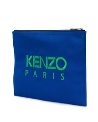 Pochette di tela ricamata blu di Kenzo