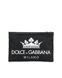 Pochette di tela stampata nera di Dolce & Gabbana