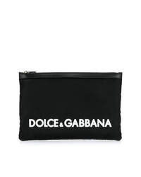 Pochette di tela stampata nera di Dolce & Gabbana