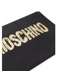 Pochette di tela stampata nera di Moschino