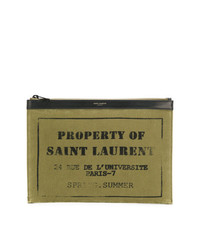 Pochette di tela verde oliva di Saint Laurent