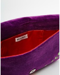 Pochette di velluto ricamata viola di Moyna