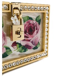 Pochette in pelle a fiori dorata di Dolce & Gabbana