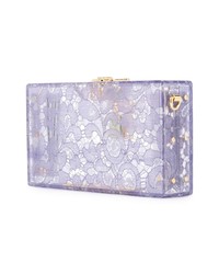 Pochette in pelle a fiori viola chiaro di Dolce & Gabbana