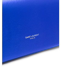 Pochette in pelle blu di Saint Laurent