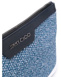 Pochette in pelle blu di Jimmy Choo