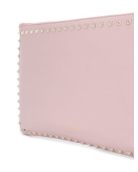 Pochette in pelle con borchie rosa di Valentino