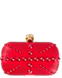 Pochette in pelle con borchie rossa di Alexander McQueen