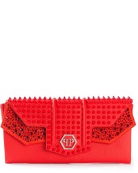 Pochette in pelle con borchie rossa di Philipp Plein