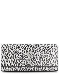 Pochette in pelle leopardata bianca di Saint Laurent