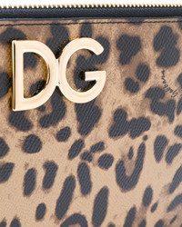 Pochette in pelle leopardata marrone chiaro di Dolce & Gabbana