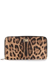 Pochette in pelle leopardata marrone di Dolce & Gabbana