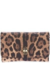 Pochette in pelle leopardata marrone di Dolce & Gabbana
