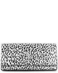 Pochette in pelle leopardata nera e bianca di Saint Laurent