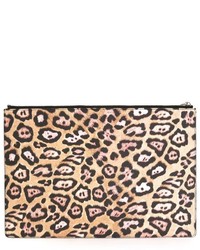 Pochette in pelle scamosciata leopardata marrone chiaro di Givenchy