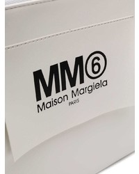 Pochette in pelle stampata bianca e nera di MM6 MAISON MARGIELA