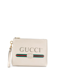 Pochette in pelle stampata bianca di Gucci