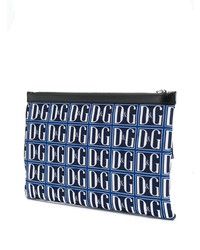 Pochette in pelle stampata blu scuro di Dolce & Gabbana