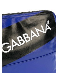 Pochette in pelle stampata blu di Dolce & Gabbana